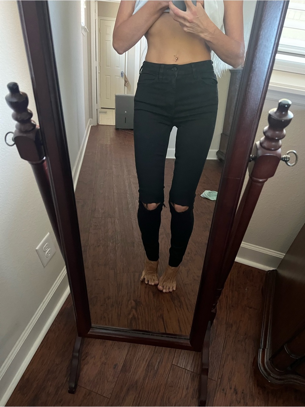 American Eagle Outfitters Black Ripped Skinny Jeans